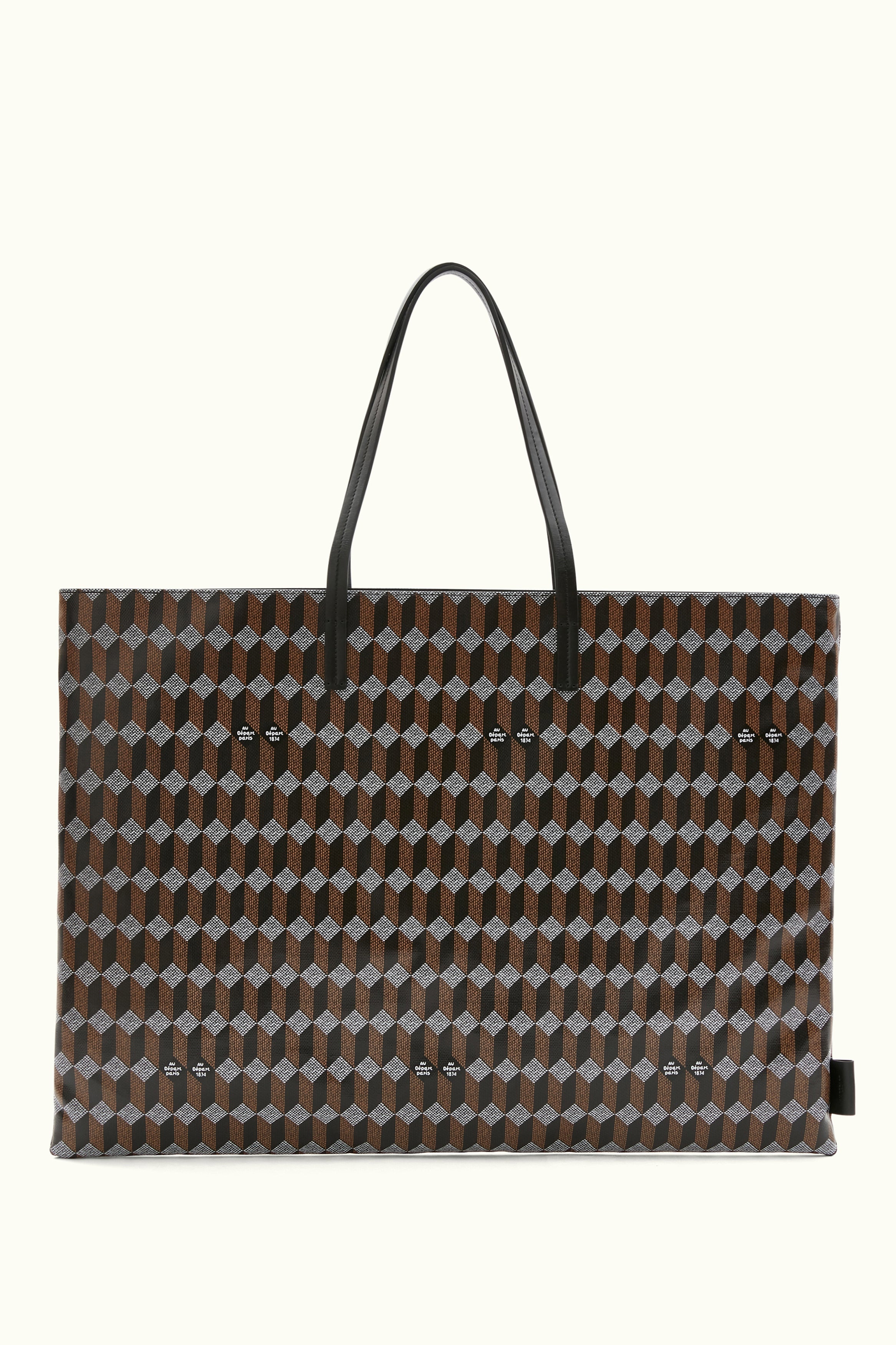 Louis Vuitton Monogram Sac Shopping Leather Fabric Brown Tote bag 779