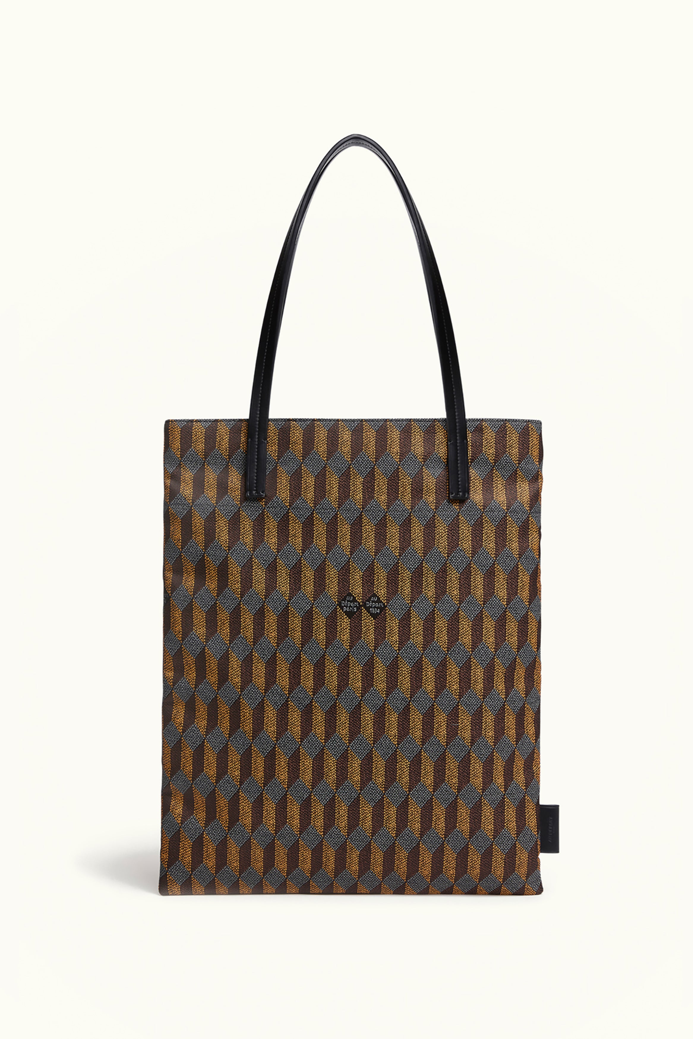 Burberry Slim Vertical E-Canvas & Leather Tote Men's Brown